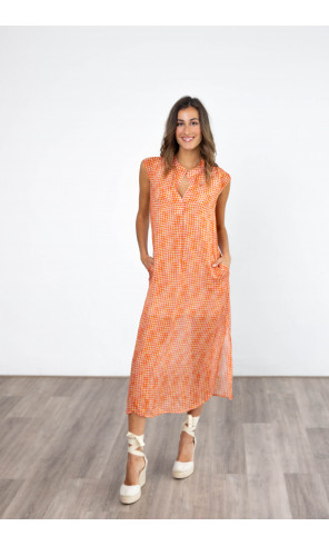 Vestido Midi Estampado Cuello Mao BMB & Co.