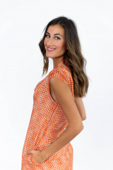 Vestido Midi Estampado Cuello Mao BMB & Co.