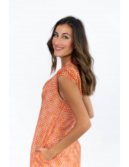 Vestido Midi Estampado Cuello Mao BMB & Co.