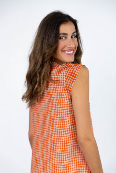 Vestido Midi Estampado Cuello Mao BMB & Co.