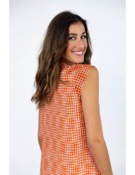 Vestido Midi Estampado Cuello Mao BMB & Co.