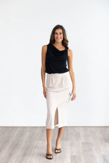 Falda Midi Beige Cargo BMB & Co.