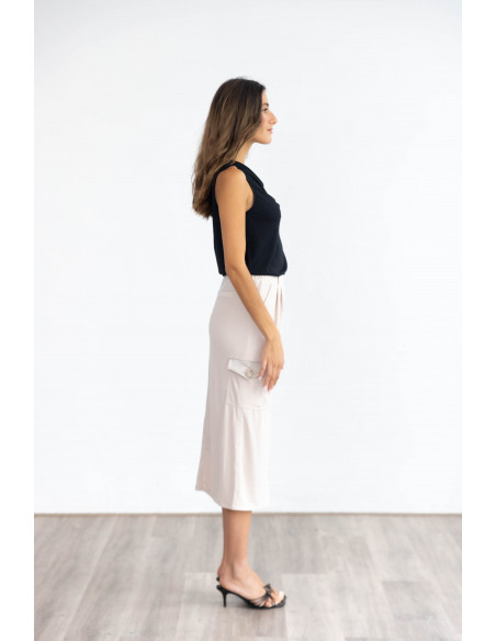 Falda Midi Beige Cargo BMB & Co.