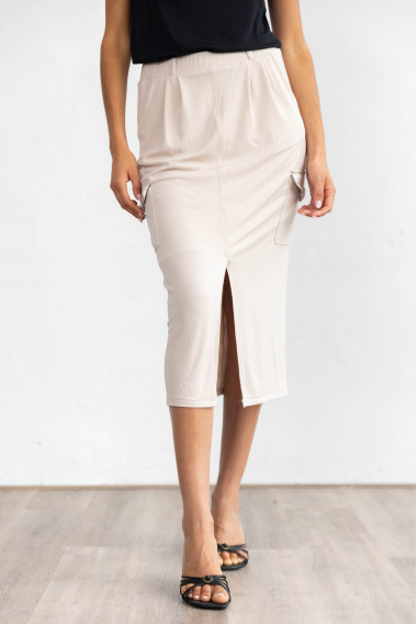Falda Midi Beige Cargo BMB & Co.
