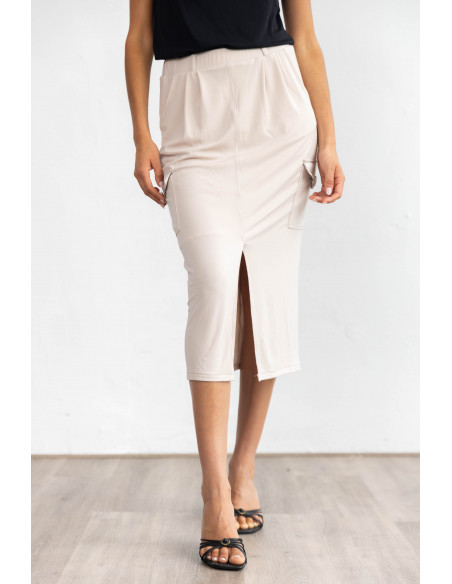 Falda Midi Beige Cargo BMB & Co.