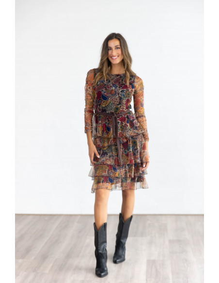 Vestido Corto Tul flores Con Volantes BMB & Co.