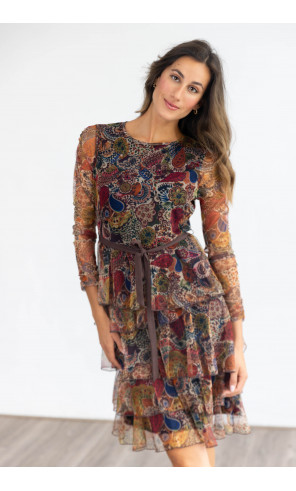 Vestido Corto Tul flores Con Volantes BMB & Co.