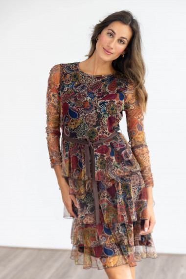 Vestido Corto Tul flores Con Volantes BMB & Co.