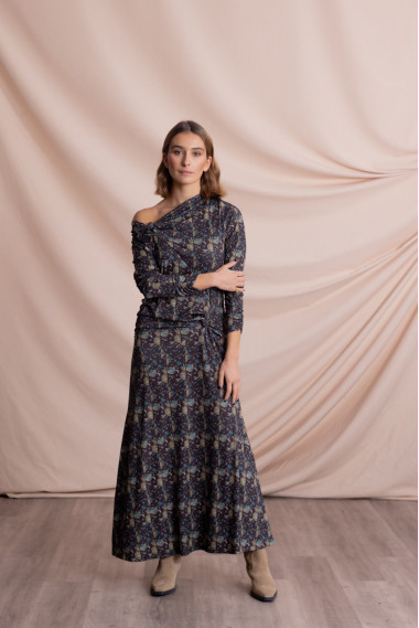 Vestido Midi Estampado Con Nudos BMB & Co.