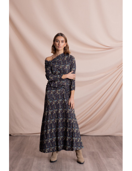 Vestido Midi Estampado Con Nudos BMB & Co.