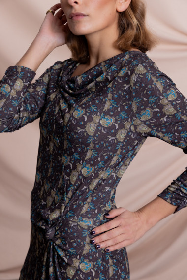 Vestido Midi Estampado Con Nudos BMB & Co.