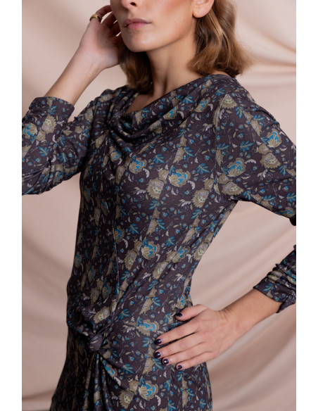 Vestido Midi Estampado Con Nudos BMB & Co.