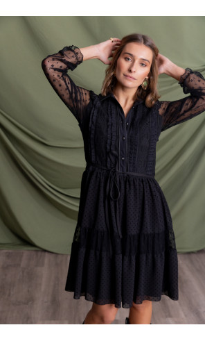 Vestido Camisero Corto Tul Bordado BMB & Co.