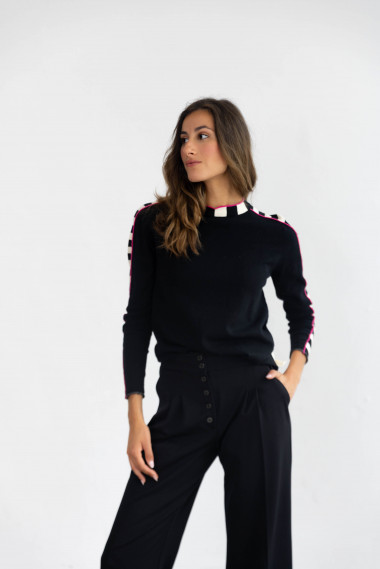 Pantalón Recto Botonadura Negro BMB & Co.