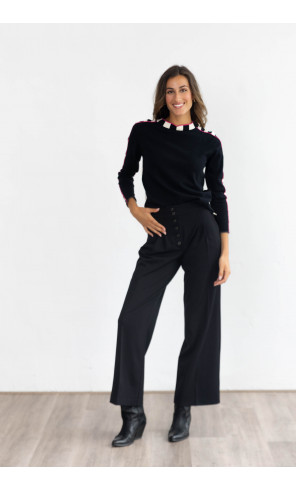 Pantalón Recto Botonadura Negro BMB & Co.
