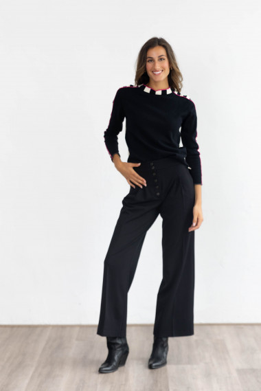 Pantalón Recto Botonadura Negro BMB & Co.
