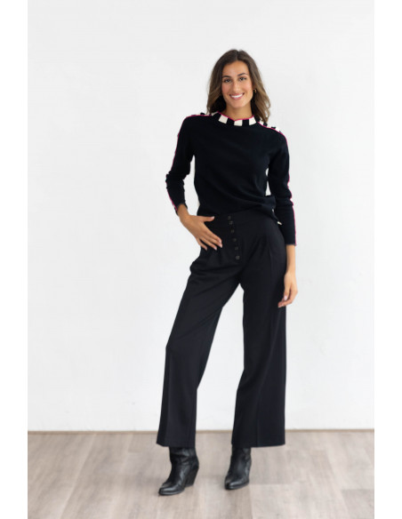 Pantalón Recto Botonadura Negro BMB & Co.
