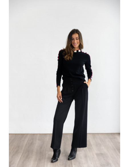 Pantalón Recto Botonadura Negro BMB & Co.