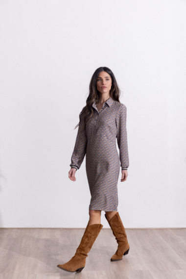 Vestido Corto Camisero Estampado BMB & Co.