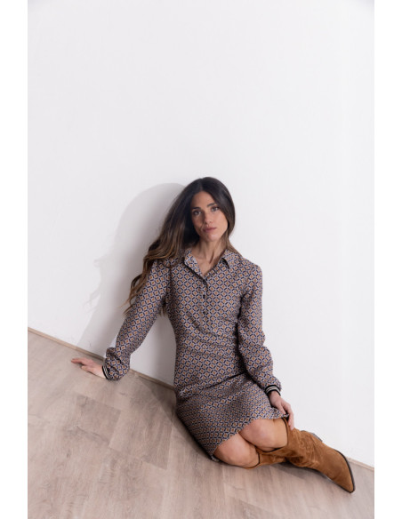 Vestido Corto Camisero Estampado BMB & Co.