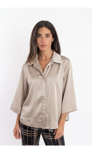Camisa Elegante Satinada Beige BMB & Co.