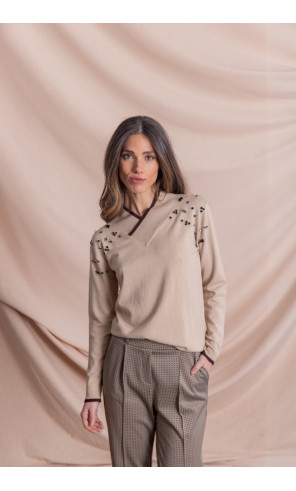 Jersey Pico Beige Abalorios BMB & Co.
