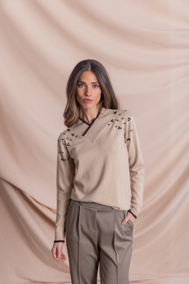 Jersey Pico Beige Abalorios BMB & Co.