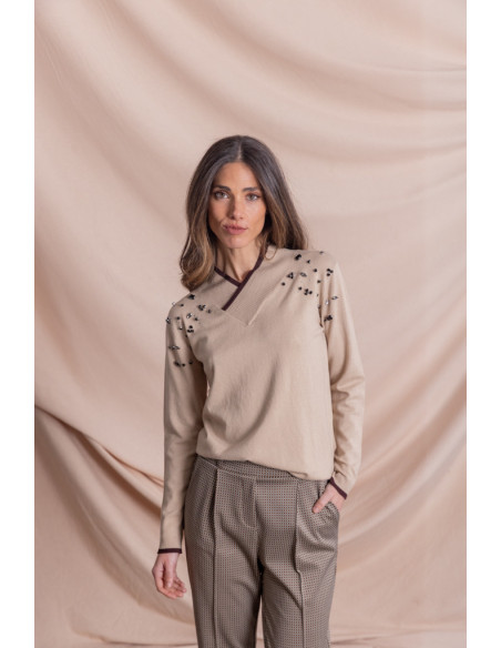 Jersey Pico Beige Abalorios BMB & Co.