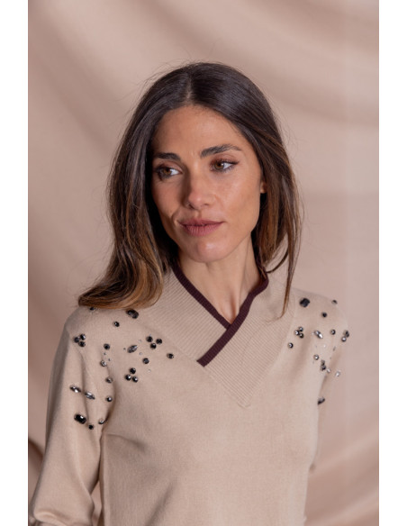 Jersey Pico Beige Abalorios BMB & Co.