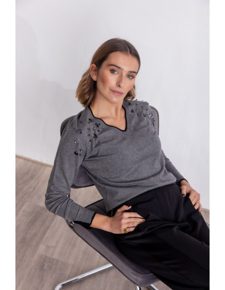 Jersey Básico Gris Abalorios BMB & Co.