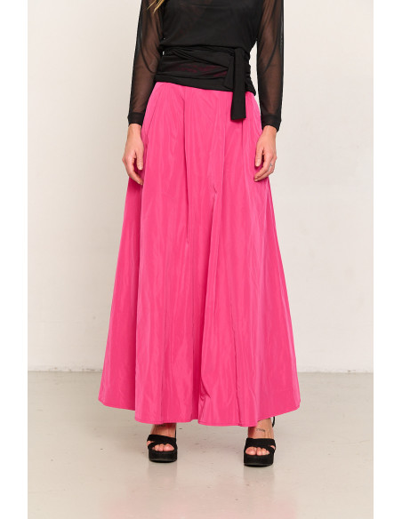 Falda larga fucsia de tafetán BMB & Co. vista front